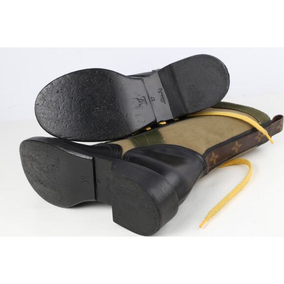 Louis Vuitton 2020 Metropolis Flat Ranger Boots Green Black Lace Up Combat Sz 37 - Picture 8 of 16
